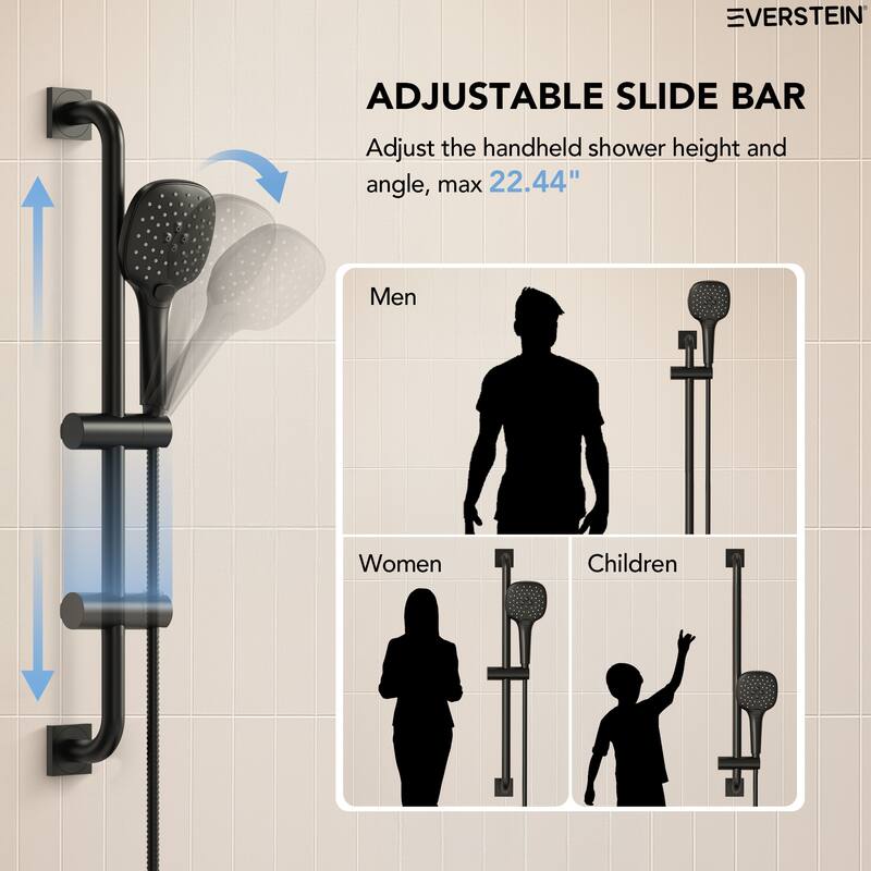 Pressure-Balanced Shower System ,10-Inch Rainfall Shower Faucet with 3-Function Handheld Shower