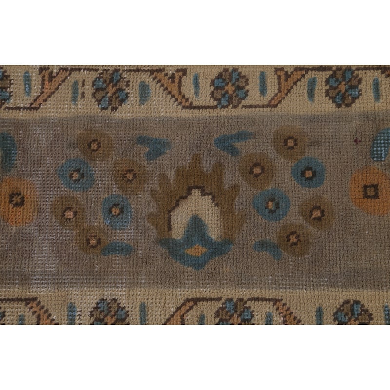Distressed Brown Over-Dyed Tabriz Persian Vintage Rug - 6'8"x 9'6"
