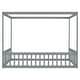 preview thumbnail 10 of 9, Full Size Canopy Bed Floor Bed with Fence, Guardrails