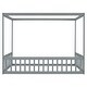 preview thumbnail 30 of 49, Full Size Wood Canopy Bed with Guardrails,Floor Bed For Kids