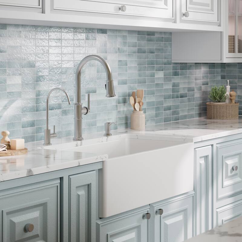 Karran 30" Single Bowl Panel Front Farmhouse Fireclay Kitchen Sink with Reversible Apron Front