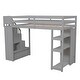 preview thumbnail 19 of 30, Kids Twin Size Loft Bed with Storage Drawers and Built-in Stairs Cabinet, Wooden Bed Frame with Guardrails and Shelving