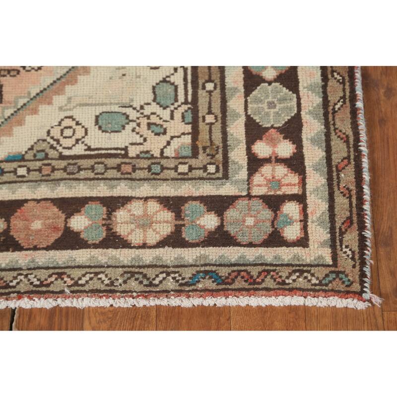 Hamedan Persian Vintage Runner Rug Hand-Knotted Wool Carpet - 3'5" x 9'11"