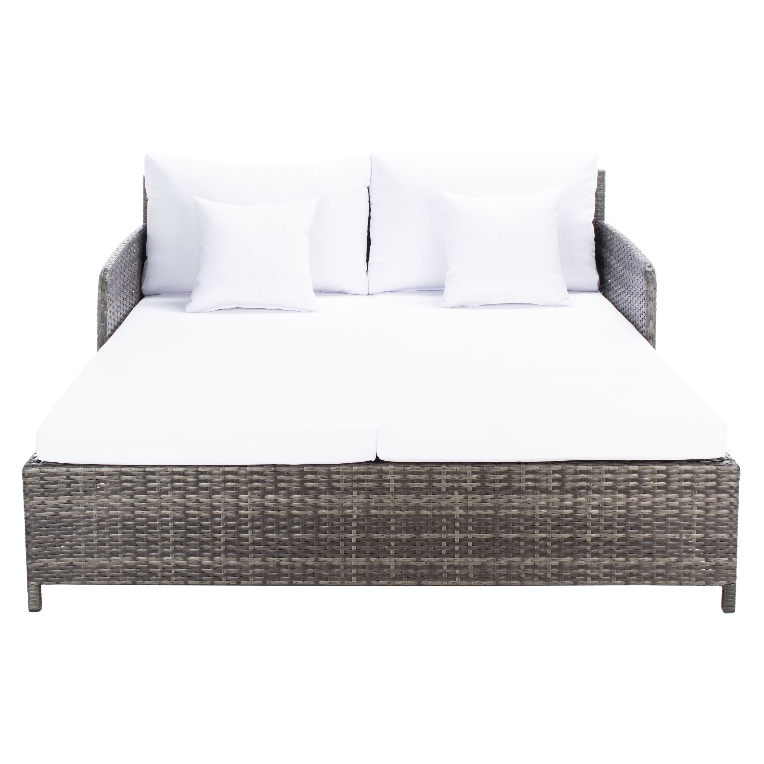 SAFAVIEH Outdoor Cadeo Wicker Daybed with Pillows and Cushions