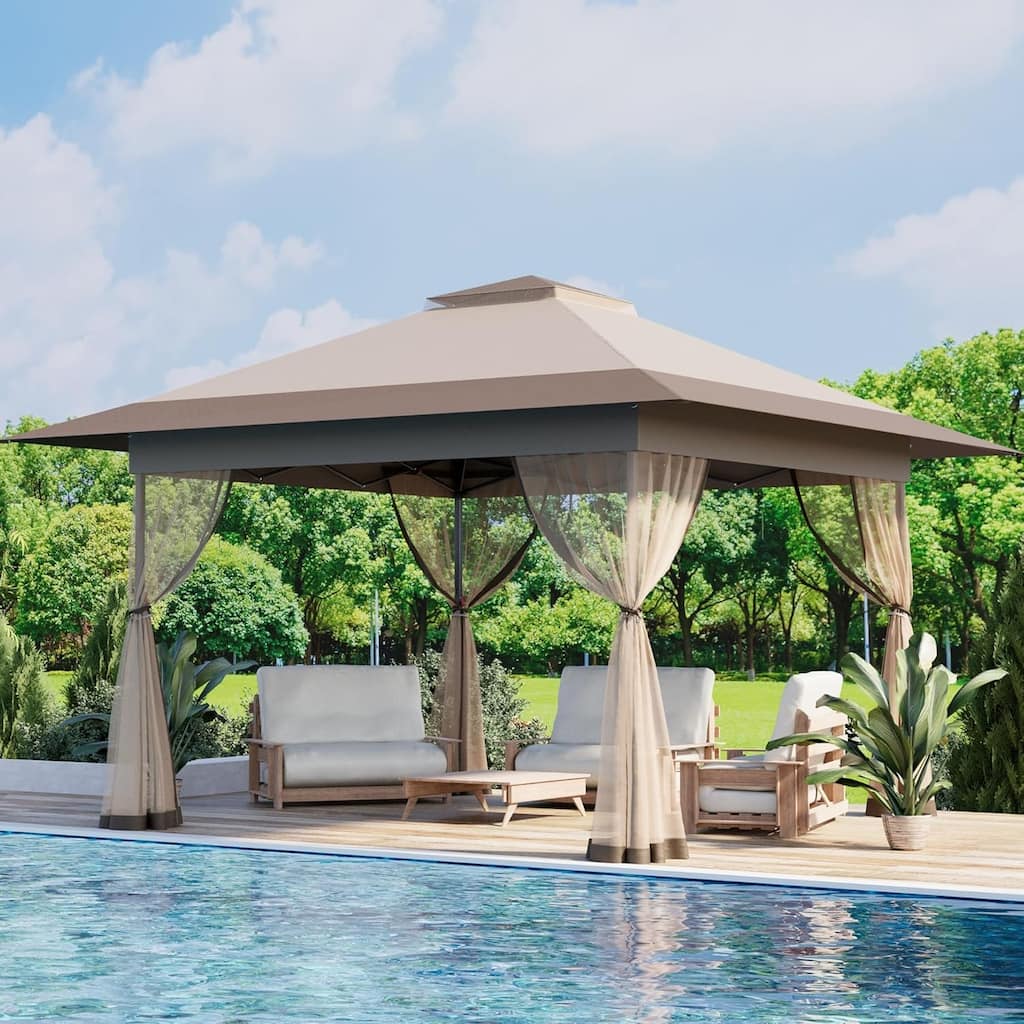 Bezseller 13x13 Pop Up Gazebo Tent with Mosquito Netting,Outoor Canopy Tent for Patio Garden Backyard Party