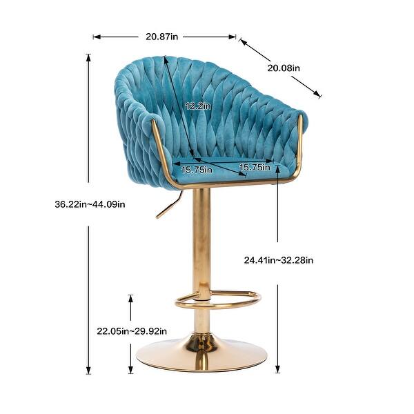 Tag Stool Velvet Swivel Upholstered Adjustable Height Bar Stools With Metal ...