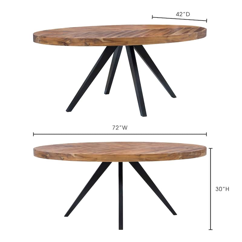 Aurelle Home Panko Rustic Farmhouse Acacia Wood Oval Dining Table