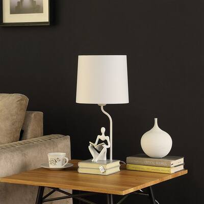 20.5" Modern Cute White/Black Sculpture Table Lamp