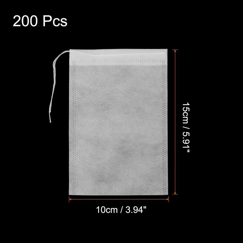 200 Pcs Disposable Tea Bags for Loose Leaf Tea, Tea Filter Bags - White - 5.9" x 3.9"