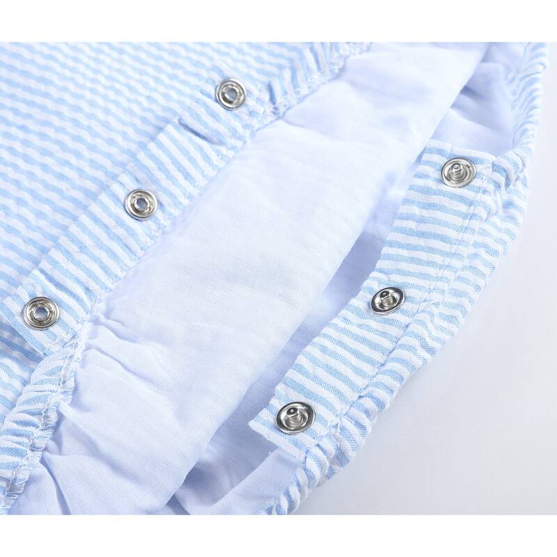 Classic Light Blue Stripe Seersucker Baby Romper