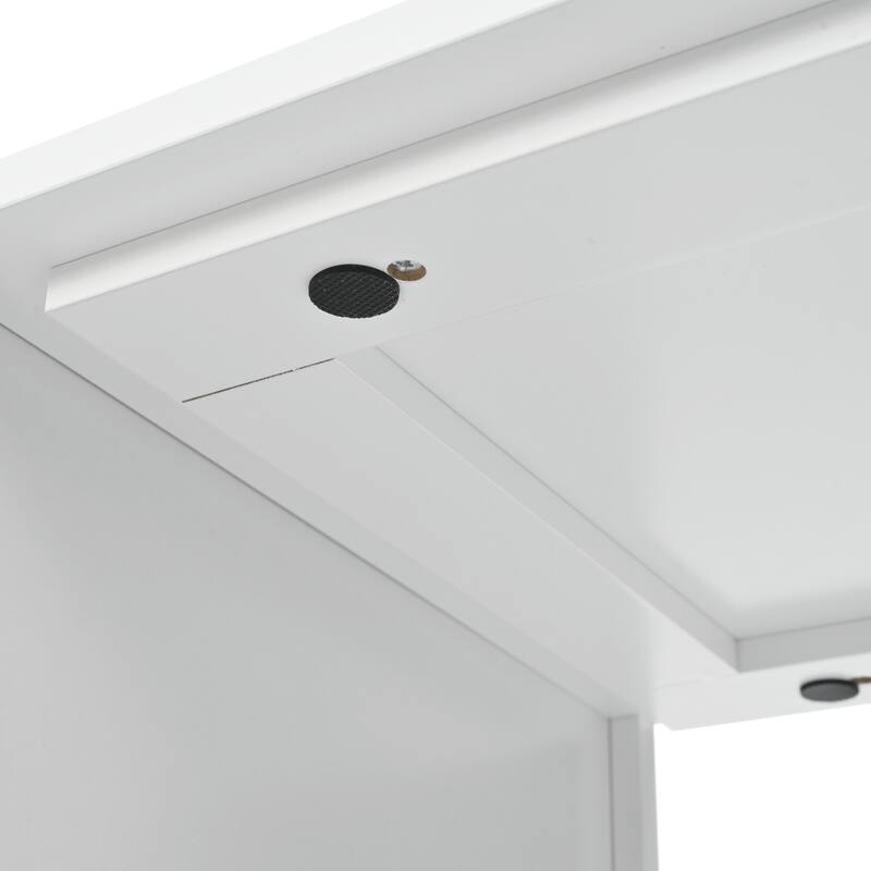 Rolling Kitchen Island With Extended Table, Kitchen Island on Wheels with LED Lights,Power Outlets and 2 Fluted Glass Doors