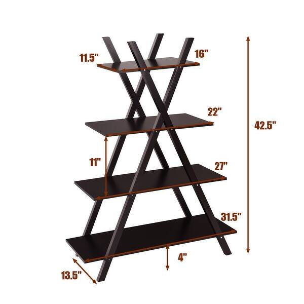 Shop Costway 4 Tier Bookshelf Storage Display Shelves Bookcase