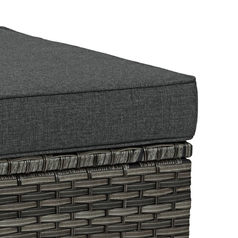Outdoor Rattan Wicker cushioned Footstool Ottomans Set of 2
