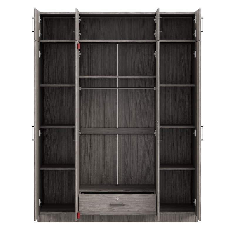 Rental Housing Wardrobe Armoires Clothes Storage Cabinet w/Lock Drawer