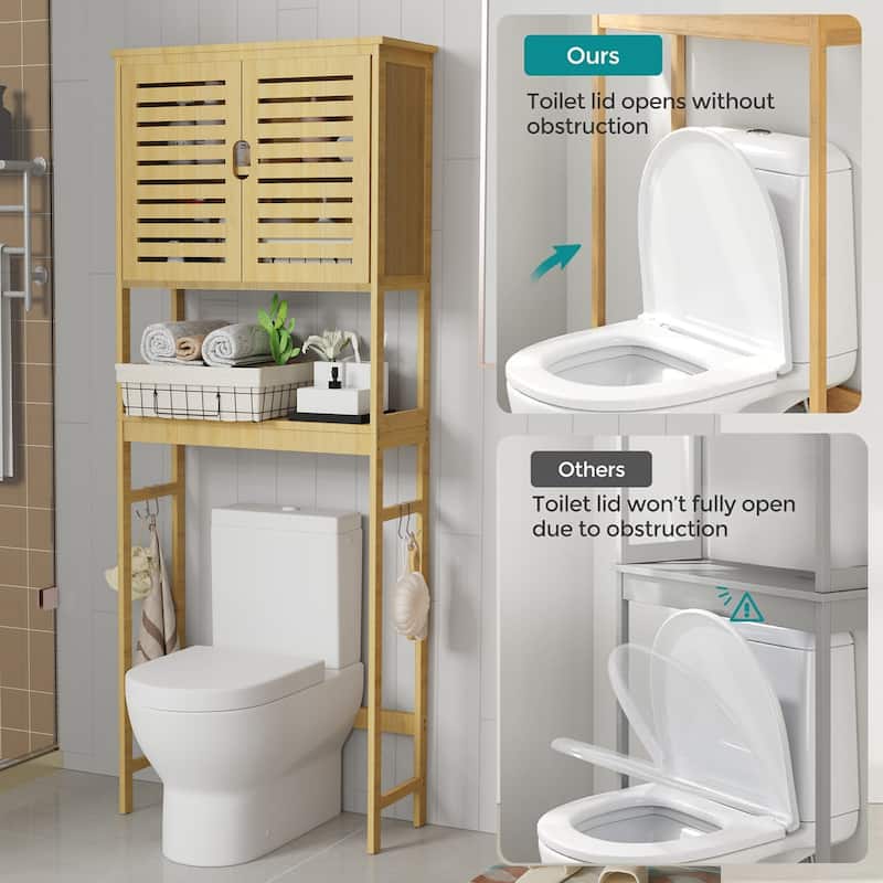 Bathroom Over The Toilet Storage Cabinet Organizer With Doors Shelves - 25" x 10" x 69"