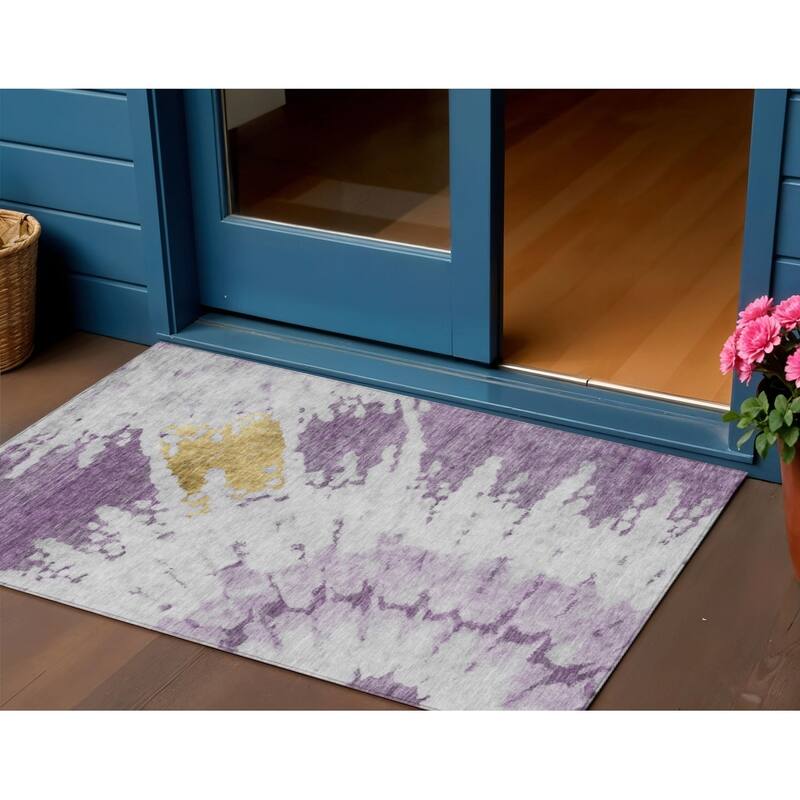 HomeRoots Abstract Transitional Rectangle Outdoor Rug - 3' x 5'