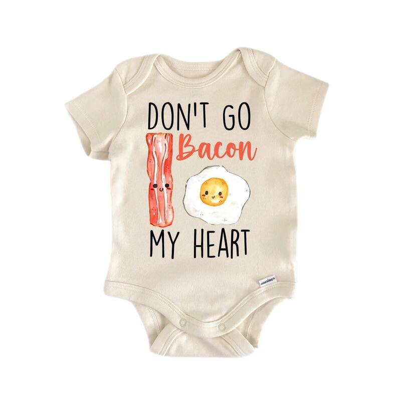Bacon Egg Heart - Baby Boy Girl Clothes Infant Bodysuit Funny Cute Newborn - White - Newborn