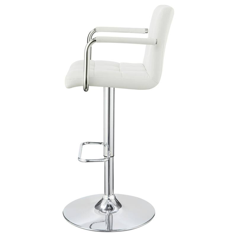 Letitia White Adjustable Height Bar Stool and Chrome