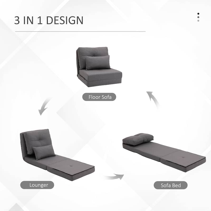 2-in-1 Floor Lazy Sofa with 5 Position Adjustable Backrest