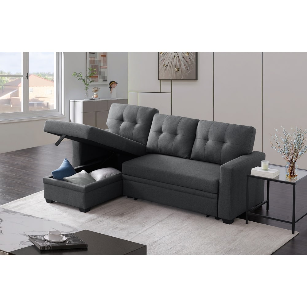 Upholstered Pull out Sectional Sofa with Chaise