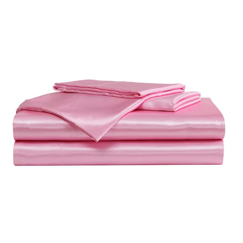 Betsey Johnson Satin Sheet and Pillowcase Sets - Full - Light Pink
