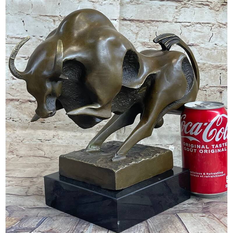 Abstract Surreal Charging Bull Bronze Statue Sculpture Figure Modern Art Deco 10 Inchesx 14 Inches