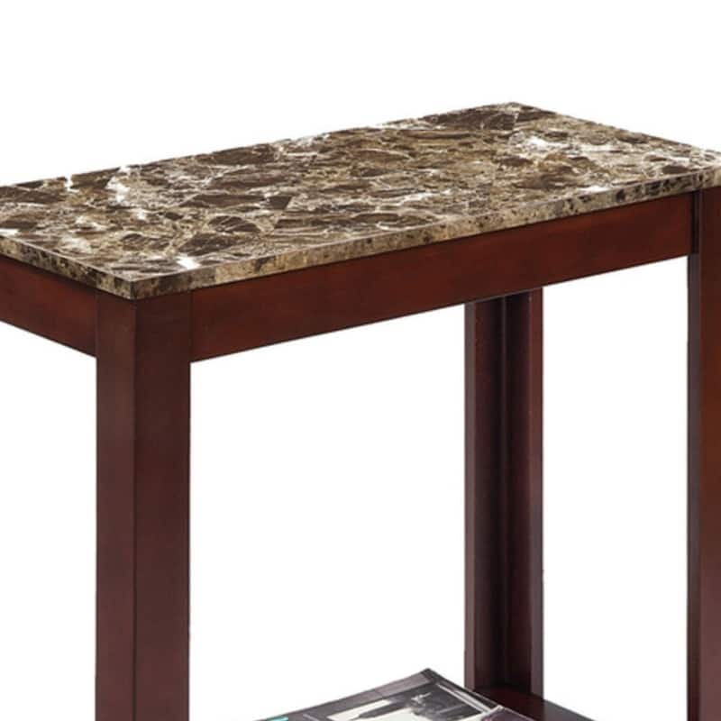 24" Tall Wooden Side Table / End Table, Traditional Design, Dark Cherry - Multicolor