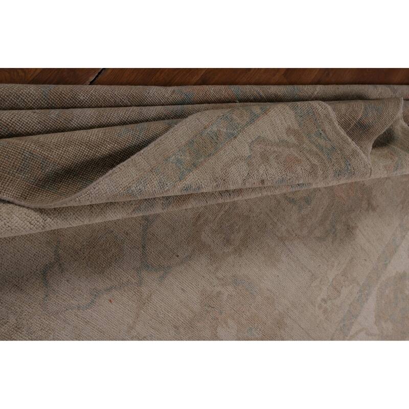 Beige Oushak Turkish Area Rug Handmade Vegetable Dye Wool Carpet - 8'1"x 10'3"