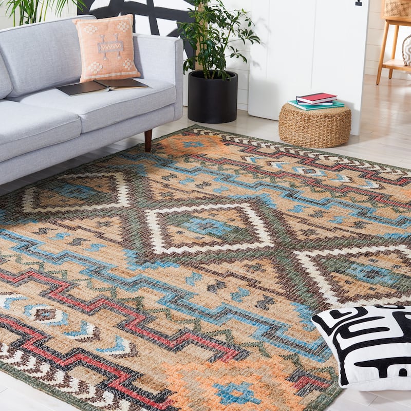 SAFAVIEH Flatweave Kilim Herna Jute Rug - 8' x 10' - Natural/Blue