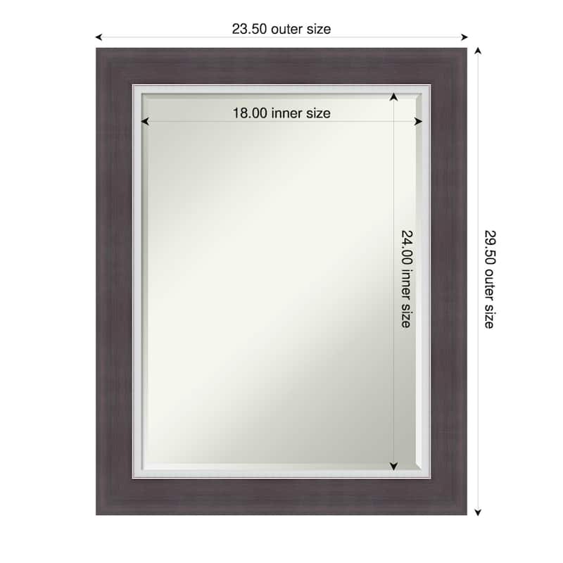 Ellie Half-Inch-Bevel Framed Bathroom Vanity Wall Mirror - Ellie Brown Silver - 24 x 30 in