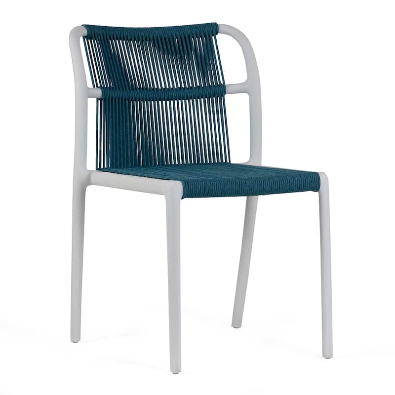 Set of 12 Belden Blue Woven Rope Fabric Dining Chair with Plastic Frame