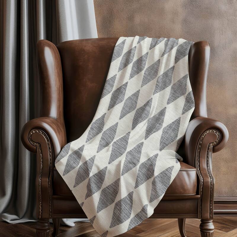 Premium Machine Washable Modern Argyle Sherpa Throw Blanket