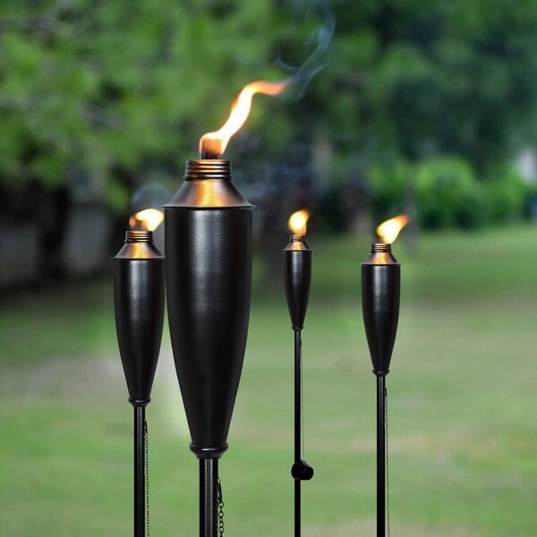 Deco Home Set of 4 Garden Tiki Torch Citronella Metal Outdoor