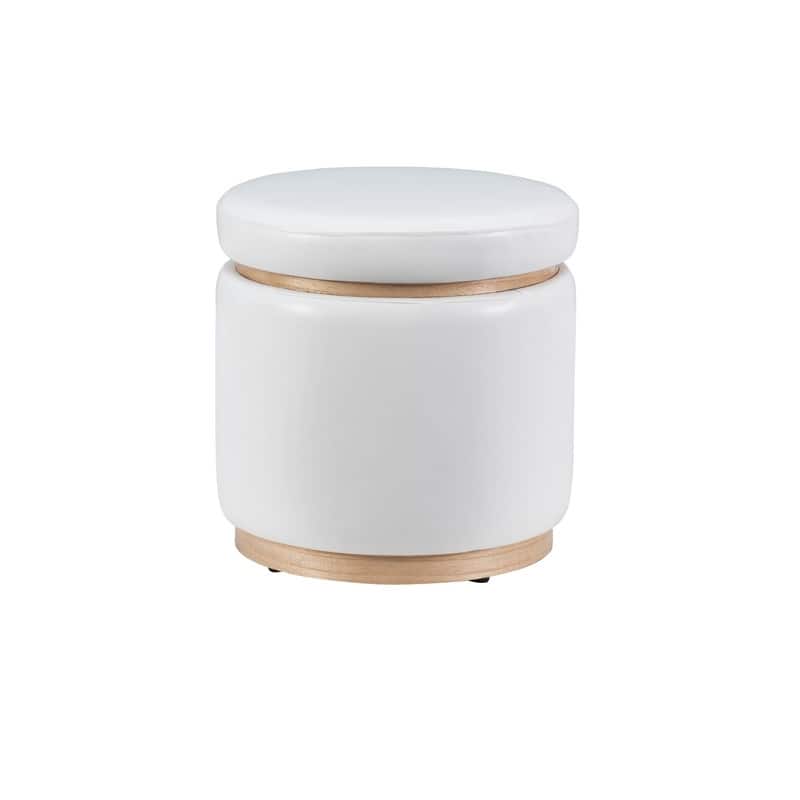 Rue Faux Leather Round Storage Ottoman