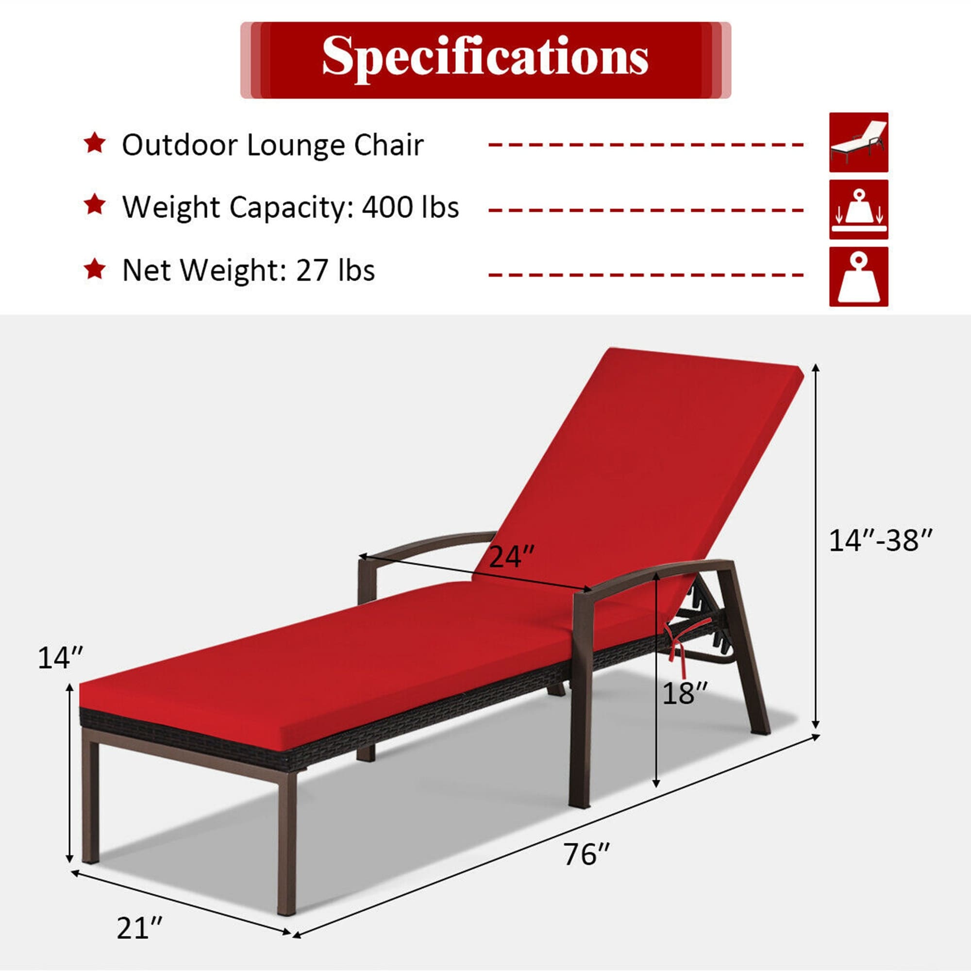 400 lb store capacity chaise lounge