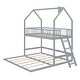 preview thumbnail 9 of 7, Gray Twin Over Twin-Twin House Bunk Bed with Full-length Guardrail and Ladder