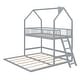 preview thumbnail 9 of 7, Gray Twin Over Twin-Twin House Bunk Bed with Guardrail, Ladder