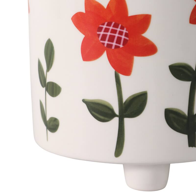 Planter Outdoor Stylish Cute Hand Painted Flower Design