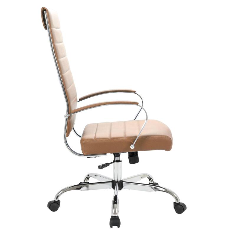 Benmar Leather Executive Office Chair with Chrome Frame, Adjustable Height, Tilt Lock, 360° Swivel, and Smooth Rolling Casters