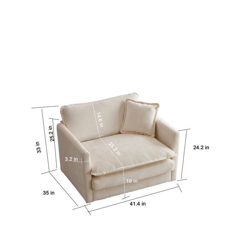 Modern Accent Chair with Ottoman Upholstered Armchair