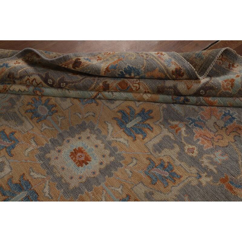 Vegetable Dye Oushak Turkish Area Rug Hand-Knotted Wool Carpet - 8'2" x 9'8"