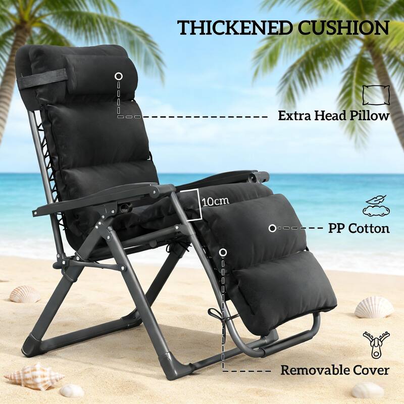 GDFStudio Outdoor Peregrine Steel Frame Folding Lounge Set with Cushioned Comfort