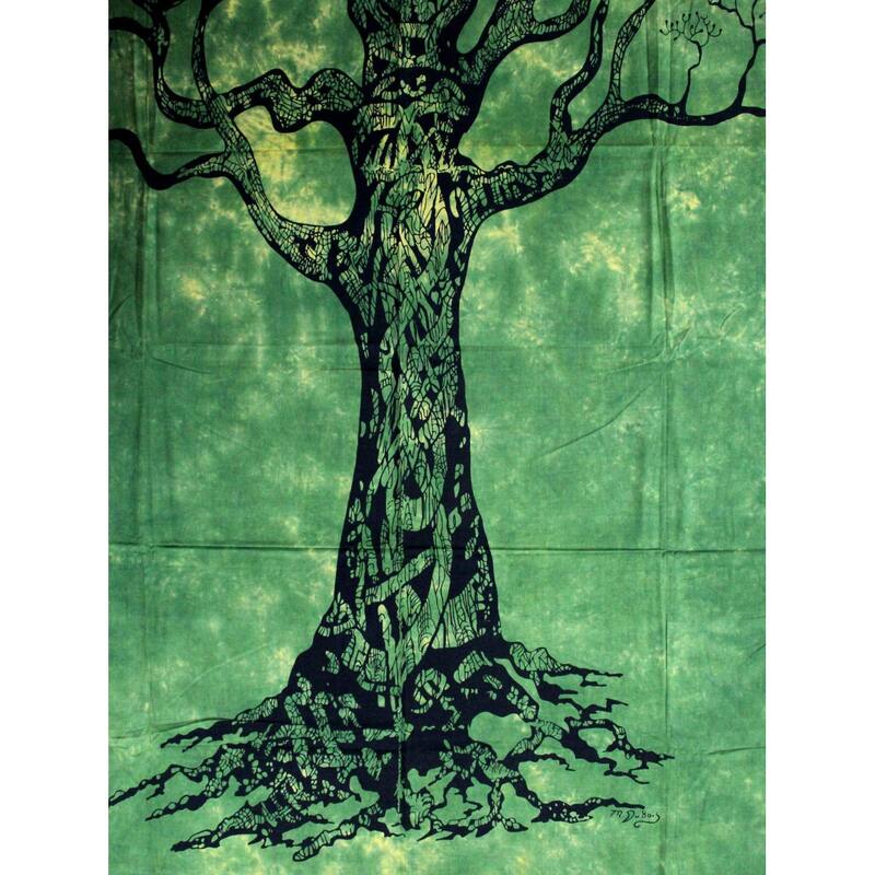 Cotton Celtic Tree of life Tablecloth Rectangle with Fringes