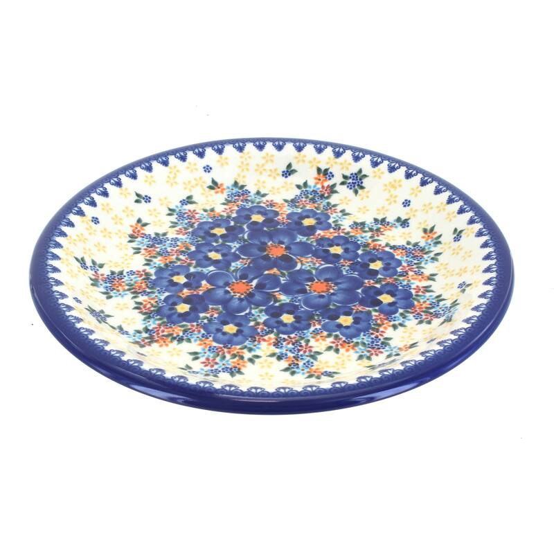 Blue Rose Polish Pottery Vena Dinner Plate - Blue Dahlia