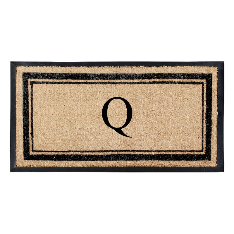 A1HC Picture Frame Natural Rubber & Coir Large Monogrammed Doormat 24"x48" - Q