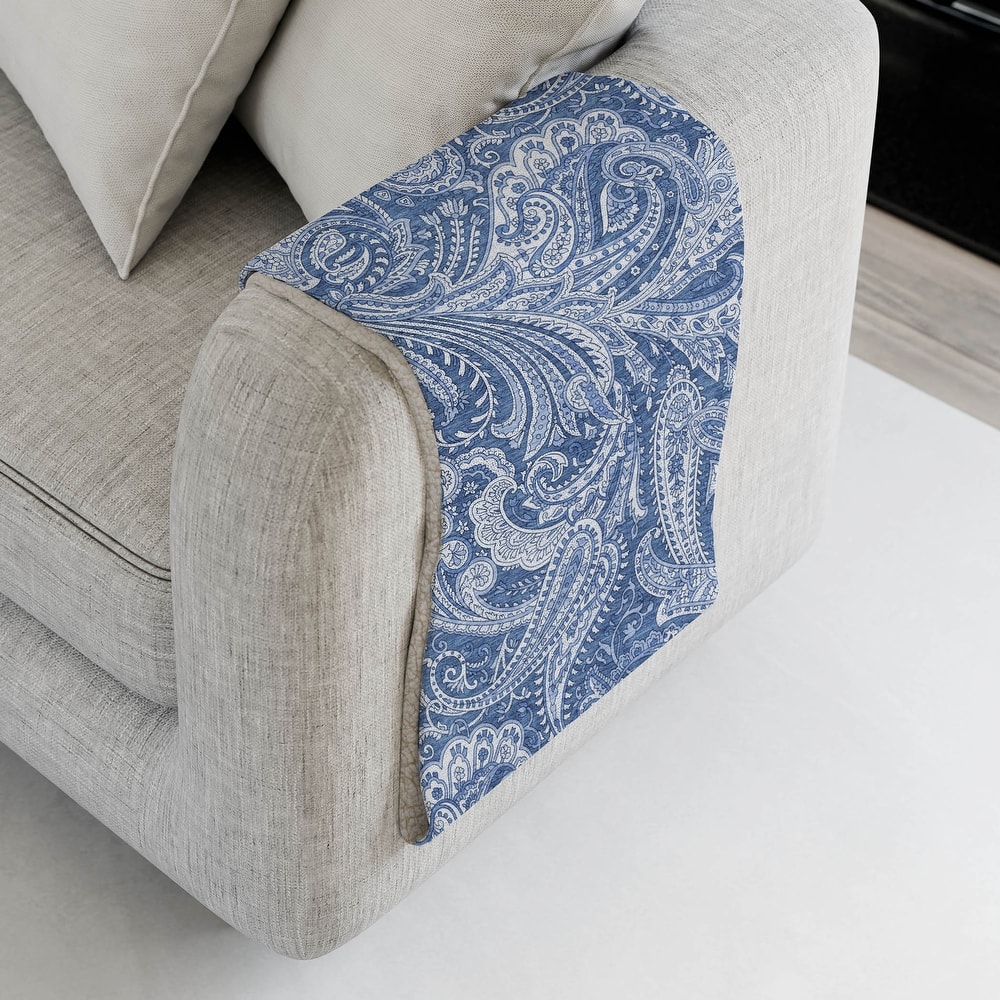 Premium Machine Washable Paisley Sherpa Throw Blanket