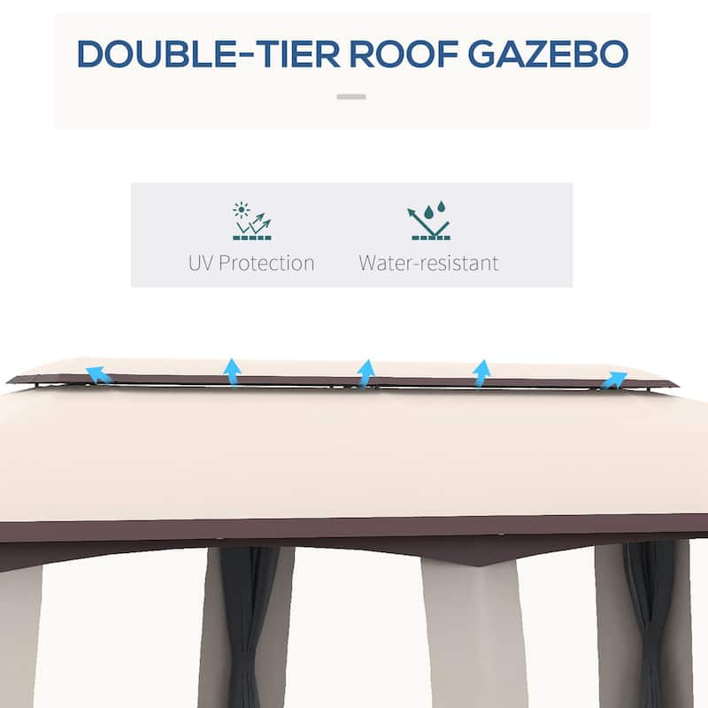 Outsunny 10' x 20' Patio Gazebo, Outdoor Gazebo Canopy Shelter with Netting & Curtains, Vented Roof, Steel Frame for Garden