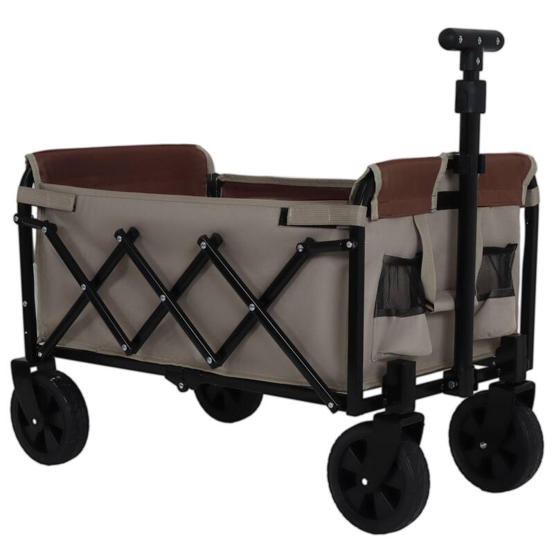 All-In-One Convertible Folding Camping Wagon Cart: Bench Seat, Storage Compartment & Included Dog Tether