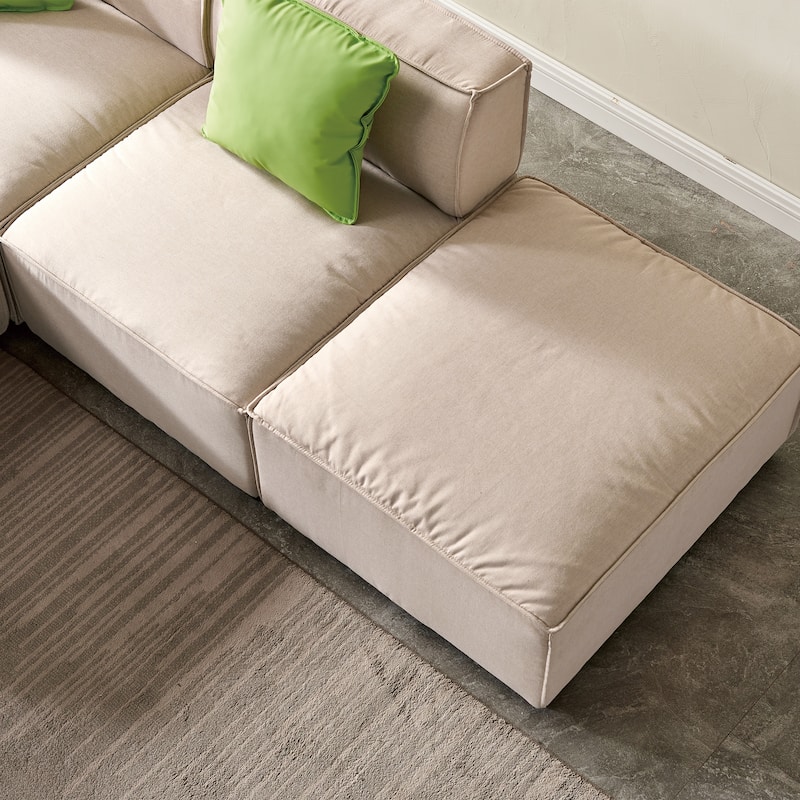 Modular Sectional Fabric Sofa (Beige)