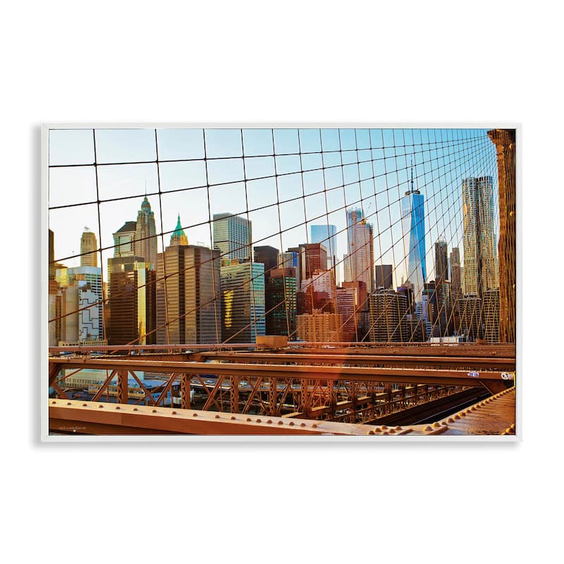 Stupell Cityscape Through Bridge Framed Giclee Art Design By Seven Trees Design - 18 x 12 - White